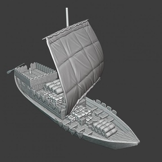medieval teutonic rivership - cargo northern crusades miniatures Tabletop Characters & Creatures Historical Universe Vehicles Machines boat hobby model navy ship transport warfare modelling tabletop 28mm scenery sail naval sailship logistics riverboat waterline 3d print model - Mito3D
