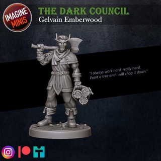 dark council - gelvain emberwood imagine minis Tabletop Characters & Creatures Fantasy Universe axe elf rpg warrior miniature male warcraft wow boardgame tabletop nsfw dnd worker pathfinder 32mm pickaxe tabletoprpg 5e dnd5e 3d print model - Mito3D