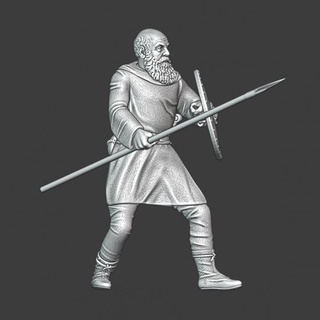 old civilian townsman shield spear northern crusades miniatures Tabletop Characters & Creatures Historical Universe 3d printable city guard medieval model wargaming warrior beard tabletop farmer 28mm tribesman 3d print model - Mito3D