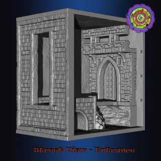 street view - entrance vol 2 c2dwellers Home & Garden Office Bookends Bookmarks book bookend bridge decor dungeon dnd scenic booknook streetview 3d print model - Mito3D