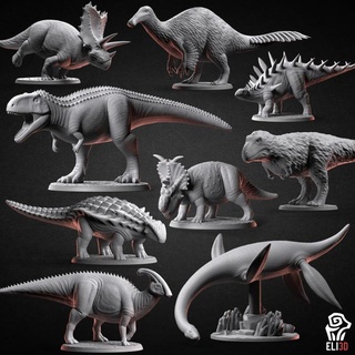 dinossauros dinossauro agrupar 2 3d brinquedos jogos animal criatura figuras réptil estegossauro miniatura trex pré histórico triceratops velociraptor rex jurrásico tiranossauro anquilossauro plesiossauro braquiossauro dinos parasaurolophus giganotossauro elasmosaurus 3d print model - Mito3D