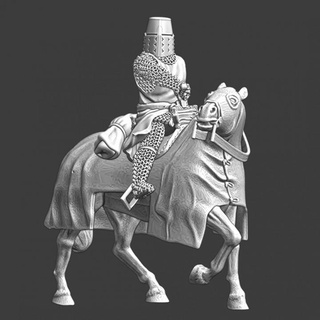 mounted crusader knight drawing blade northern crusades miniatures Tabletop Characters & Creatures Historical Universe figure figurine model warrior miniature tabletop cavalry 28mm 54mm valdemarminiatures 3d print model - Mito3D