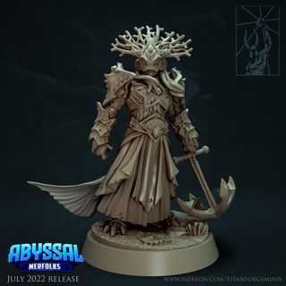 abyssal merfolks lord titan forge miniatures fantasy hero king leader rpg warhammer champion age wargame sigmar merfolk deepkin idoneth 3d print model - Mito3D