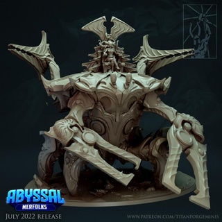 abyssal merfolks crab queen titan forge miniatures Tabletop Characters & Creatures Fantasy Universe Vehicles Machines leader monster warhammer champion mage age sigmar merfolk deepkin idoneth 3d print model - Mito3D