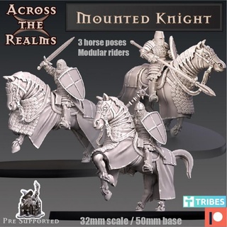 mounted knight across realms Tabletop Characters & Creatures Fantasy Universe gaming medieval warrior tabletop cavalry paladin dnd pathfinder crusader 5e 3d print model - Mito3D