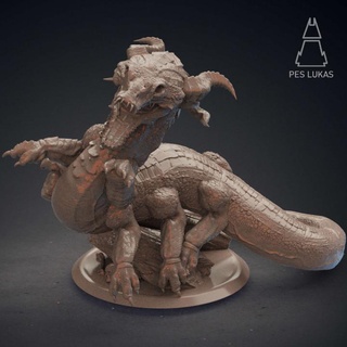 huge behir pes lukas Tabletop Characters & Creatures Fantasy Universe beast dinosaur dragon fantasy lizard monster basilisk dungeon salamander wildforce 3d print model - Mito3D