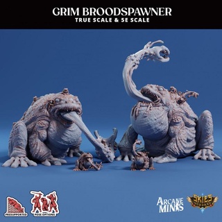 grim broodspawner arcane minis dragon dragons dungeons horror roleplay rpg scale magic steampunk holes tongue dungeon slime d&d 28mm dnd toad 35mm 32mm 5e eberron presupported pre-supported arcanapunk magipunk magitech sordane supported skies broodlings barbs 3d print model - Mito3D