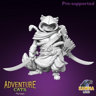 pur'saan ranger cat - male kawna minis Tabletop Characters & Creatures Fantasy Universe archer cute lizard tabaxi 3d print model - Mito3D