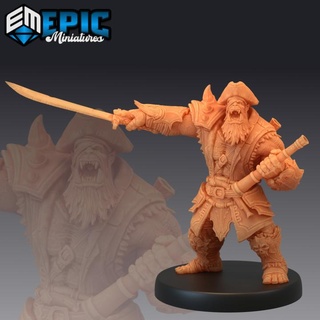 orc pirate captain sword green skin army warrior corsair master epic-miniatures collection fantasy medieval monster rpg warhammer sla enemy tabletop dungeon dnd pathfinder npc pre-supported supported pre 3d print model - Mito3D