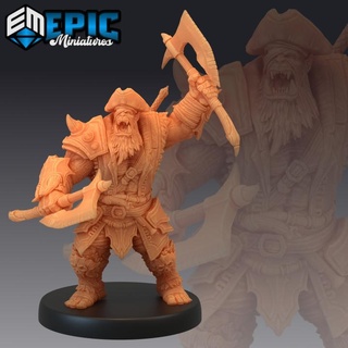 orc pirate captain axe green skin army warrior corsair master epic-miniatures fantasy medieval monster rpg warhammer sla enemy tabletop dungeon dnd pathfinder npc pre-supported supported pre 3d print model - Mito3D