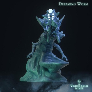dreaming worm voidrealm minis Tabletop Characters & Creatures Fantasy Universe monster unique surreal lovecraft dnd psychic aberration eldritch dreamlands psychadelic 3d print model - Mito3D