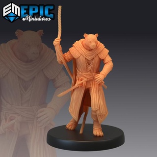 catfolk panther pirate corsair captain master werejaguar warrior male puma epic-miniatures fantasy medieval monster rpg warhammer sla enemy tabletop dungeon dnd pathfinder npc pre-supported supported pre 3d print model - Mito3D