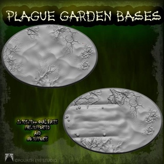 plague garden bases - 105x70mm fourth eye studio Tabletop accessories 3D Printable Terrain Fantasy demon 40k dragons dungeons games gaming guard horror warhammer death base role playing tabletop 100mm nurgle disease 3d print model - Mito3D