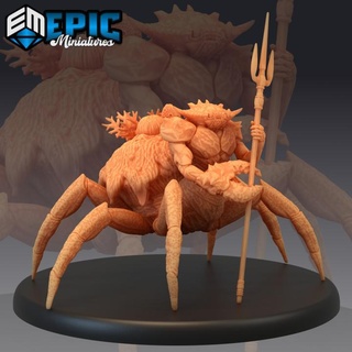 crab people trident claw hugger water folk race ocean & sea encounter epic-miniatures Tabletop Characters Creatures Fantasy Universe fantasy medieval monster rpg warhammer sla enemy tabletop dungeon dnd pathfinder npc pre-supported supported pre 3d print model - Mito3D