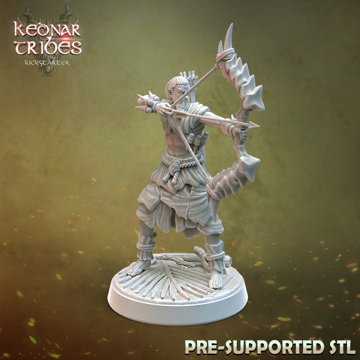 tribal chasseur personnage 2 pose maudit forger miniatures table personnages créatures fantaisie univers archer OS dragons donjons tireur ennemi varié dnd PNJ tribu buteur 3D print model - Mito3D