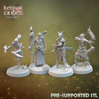 tribal jungle warriors bundle cursed forge miniatures Tabletop Characters & Creatures Fantasy Universe dragons dungeons set warrior character hunter enemy pack d&d rogue dnd druid npc tribe gang 3d print model - Mito3D