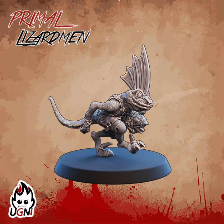 skink runner 3 - lizardmen team ugni miniatures Tabletop Characters & Creatures Fantasy Universe bowl fantasy football blood bb ff primal 3D print model - Mito3D