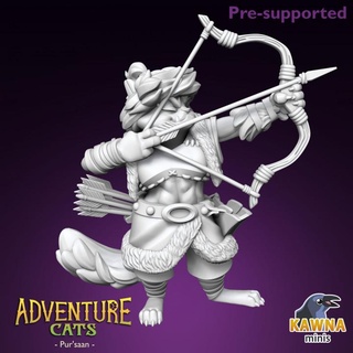 partout ranger chat femelle kawna minis table personnages créatures fantaisie univers archer chasseur 3d print model - Mito3D