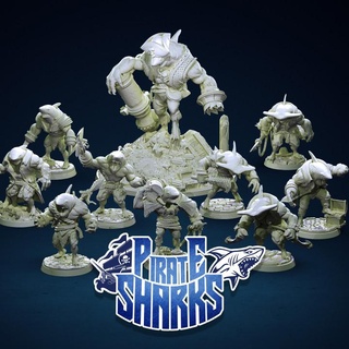 pirate sharks clay cyanide miniatures Tabletop Characters & Creatures Fantasy Universe file printable stl model mythology wargames wargaming warhammer warrior miniature tabletop minis wargame pathfinder tabletopgames tabletopgame tabletopgaming claycyanide pirateshark 3d print model - Mito3D