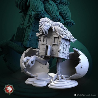 babkas baby hut pre-supported white werewolf tavern Tabletop Characters & Creatures Fantasy Universe creature monster babyhat babayagahut 3d print model - Mito3D