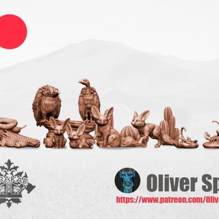 animale impostato 6 deserto oliver spathe giocattoli Giochi creatura figure tavolo personaggi creature 3D stampabile terreno Volpe scorpione cactus serpente fennec avvoltoi 3d print model - Mito3D