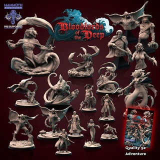 bloodlords deep - june 2022 collection +5e quality adventure mammoth factory Tabletop Characters & Creatures Fantasy Universe monster pirate sea vampire water wizard aquatic mermaid siren sorcerer aboleth leviathan undine vampires 3d print model - Mito3D
