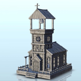 western church bell tower 12 - wild west usa america cow-boy hartolia miniatures Tabletop Characters & Creatures Historical Universe 3D Printable Terrain accessories architecture building game games house modern old terrain warhammer figures texas wargame scenery far desperados chronicles lawmen 3d print model - Mito3D
