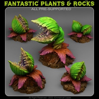 masivo carnívoro plantas fantástico rocas mesa 3D imprimible terreno fantasía Sci Fi emmanuel 4k tribu Déjalo soportado 8k 3d print model - Mito3D