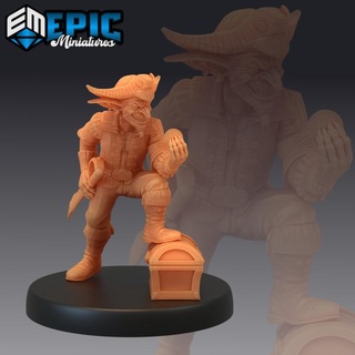 goblin pirate treasure green skin army soldier corsair master male captain epic-miniatures fantasy medieval monster rpg warhammer sla enemy tabletop dungeon dnd pathfinder npc pre-supported supported pre 3d print model - Mito3D