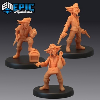 goblin pirate set green skin army soldier corsair master male captain epic-miniatures fantasy medieval monster rpg warhammer sla enemy tabletop dungeon dnd pathfinder npc pre-supported supported pre 3d print model - Mito3D