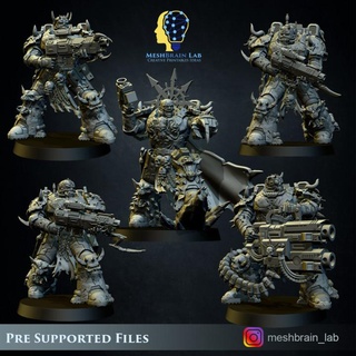 doom marines squad meshbrain lab Tabletop Characters & Creatures Sci-Fi Universe 40k wargames warhammer fallen scifi tabletop chaos heretic 3d print model - Mito3D