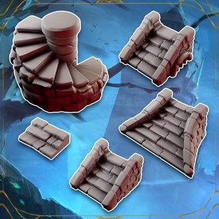stairs dungeon galaad miniatures dragon environment interior modular roleplay rpg stone terrain miniature tabletop wargame dungeon openlock stair  3d print model - Mito3D