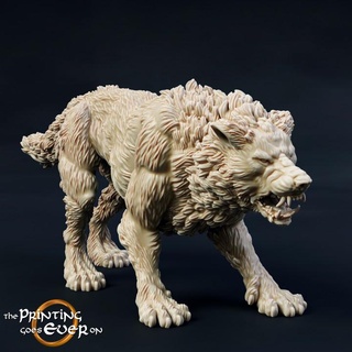 morthan warg - growling presupported printing goes ever Tabletop Characters & Creatures Fantasy Universe dog fantasy mini wargaming warhammer wolf miniature lotr tabletop dire 28mm dnd canine frostgrave skirmish 5e pre-supported worg statblock canislupus wargr 3d print model - Mito3D