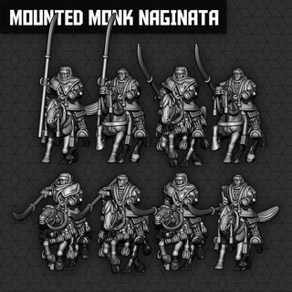 Guerreiro monge montado Naginata unidades smol miniaturas tampo mesa personagens criaturas fantasia universo lança jogos guerra cavalo samurai 3d print model - Mito3D