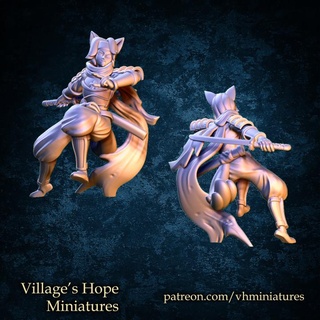 wolf kunoichi village's hope miniatures Tabletop Characters & Creatures Fantasy Universe japan ninja rpg miniature minis dnd ttrpg shinobi jrpg trpg 3d print model - Mito3D