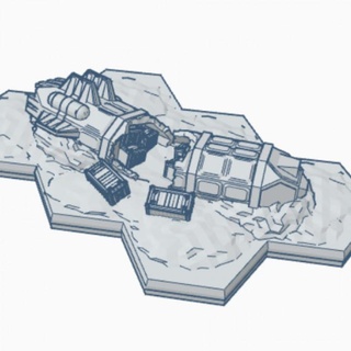 cargo dropship hex based wargame forge Tabletop 3D Printable Terrain Sci-Fi terrain tile base 6mm battletech 3d print model - Mito3D