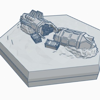 cargo dropship set hex map scale wargame forge  Tabletop 3D Printable Terrain Sci-Fi terrain scale terrain tile hex map battletech  3d print model - Mito3D