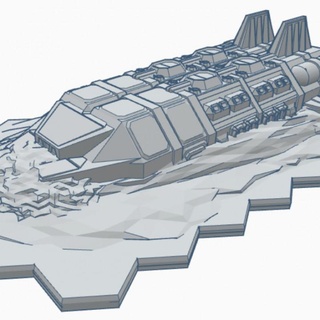 crashed warship set hex based wargame forge Tabletop 3D Printable Terrain Sci-Fi terrain tile base 6mm battletech 3d print model - Mito3D