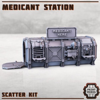 medic station - container kit print minis Tabletop 3D Printable Terrain Sci-Fi terrain sci-fi shop aid medical doctor drugs shipping dieselpunk market surgery vendor grimdark cures treatments 3d print model - Mito3D