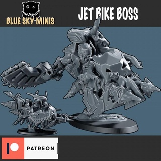 jet bike boss blue sky minis Tabletop Characters & Creatures Sci-Fi Universe Vehicles Machines game orc ork war painting miniature tabletop 32mm 3d print model - Mito3D