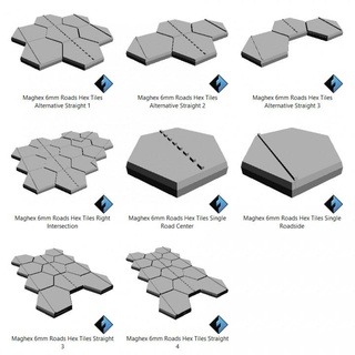 6mm street hex tile set wargame forge  Tabletop 3D Printable Terrain Sci-Fi terrain tile base hex map 6mm battletech  3d print model - Mito3D