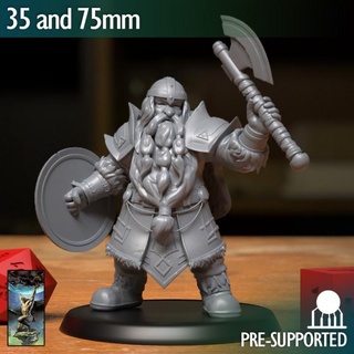 dwarf fighter warrior axe shield atlas studios Tabletop Characters & Creatures Fantasy Universe medieval rpg 3dprint dungeonsanddragons d&d 3d print model - Mito3D