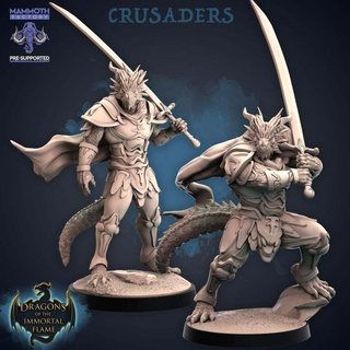 drakkari crusaders pack mammoth factory fighter sword warrior dragonborn horns paladin greatsword group lizardman scales scaly 3d print model - Mito3D