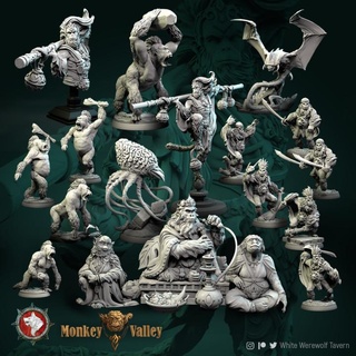 monkey valley march bundle pre-supported white werewolf tavern Tabletop Characters & Creatures Fantasy Universe set apes 3d print model - Mito3D