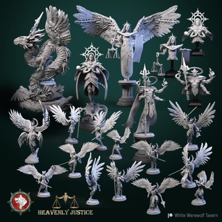 heavenly justice april bundle pre-supported white werewolf tavern Tabletop Characters & Creatures Fantasy Universe miniatures dnd 3d print model - Mito3D