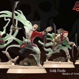 gold fools ghosts greed heroes infinite epic fantasy mini model ocean pirate rpg sea ship miniature boardgame base role tabletop wargame dungeon d&d pirates warriors sharks pathfinder heroines skeletons ragingheroes 3d print model - Mito3D