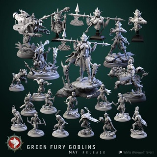 green fury goblins may bundle pre-supported white werewolf tavern Tabletop Characters & Creatures Fantasy Universe miniatures dnd 3d print model - Mito3D