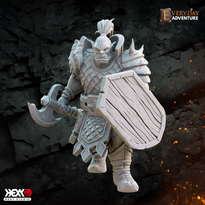 Ork Krieger hexy Studio Tischplatte Zeichen Kreaturen Fantasie Universum Drachen Dungeons Monster dnd 32mm 5e sofortig Begegnungen 3D print model - Mito3D