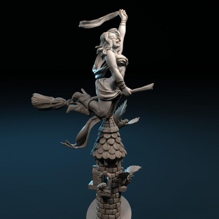 reeya witch kriszti n hartmann Tabletop Characters & Creatures Fantasy Universe tower flying broomstick 3d print model - Mito3D