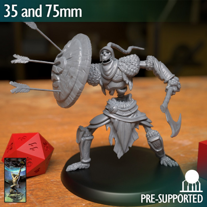 draugr undead skeleton fighter warrior axe shield atlas studios Tabletop Characters & Creatures Fantasy Universe medieval rpg skull 3dprint dungeonsanddragons d&d 3D print model - Mito3D